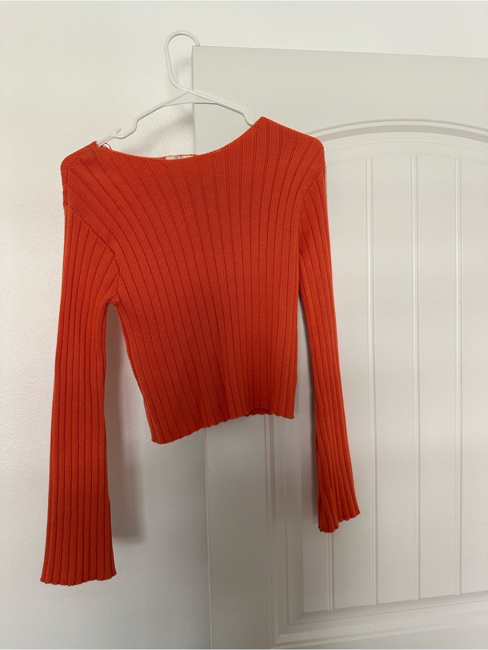 Hippie Rose Ribbed Scoop-Neck Cropped Sweater - Orange